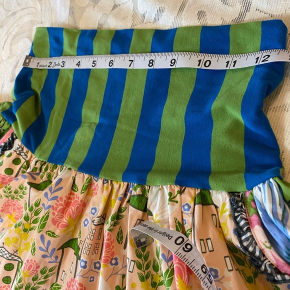 Matilda Jane Pink Floral Skirt with Blue & Green Striped Waistband - Picture 6 of 7